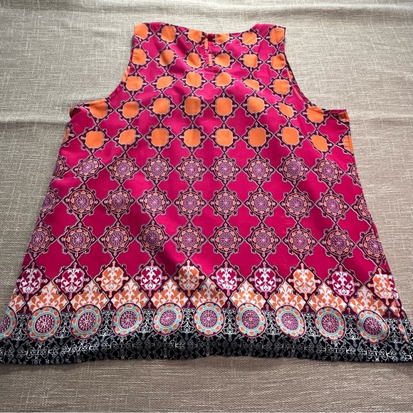 Banana Republic XL Pink & Orange Printed Sleeveless Tunic Bright Print Soft - Picture 2 of 5